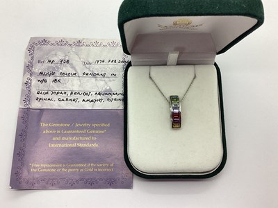 Lot 124 - ZAM GEMS; A Modern Multi Gem Set Pendant,...