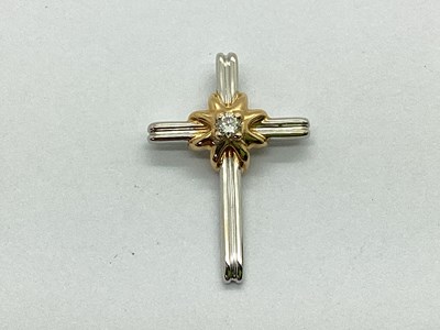 Lot 123 - A Modern Diamond Set Cross Pendant, of...