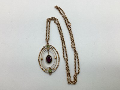 Lot 119 - An Edwardian Style Stone Set Lavalier Pendant,...