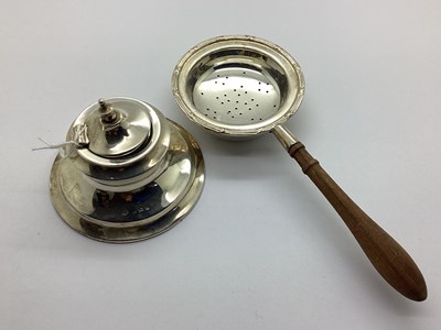 Lot 2 - A Modern Hallmarked Silver Tea Strainer on...