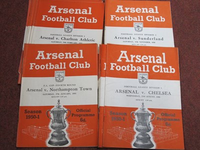 Lot 476 - Arsenal 1950-1 Home Programmes, thirteen...