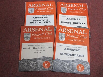 Lot 477 - Arsenal 1951-2 Home Programmes, fourteen...