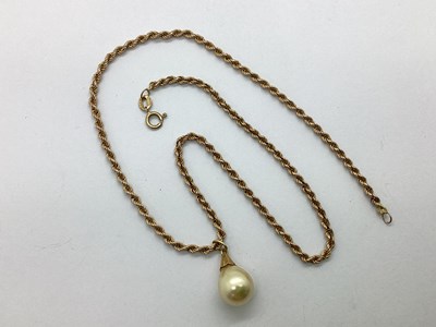 Lot 115 - A Rope Twist Chain, stamped "375", 40cm long...