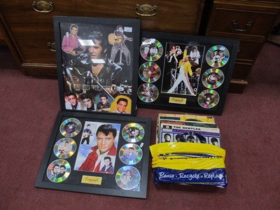 Lot 1389 - Framed 'Legends of music' discs of Elvis and...