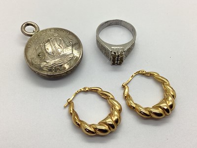 Lot 105 - A Pair of Twist Style Creole Earrings, stamped...