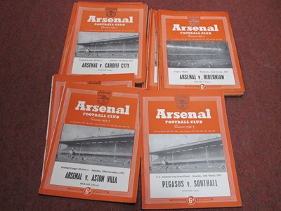 Lot 478 - Arsenal 1952-3 Home Programmes, sixteen league,...