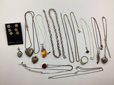 Lot 163 - "925" and Other Chains, heart shape locket...