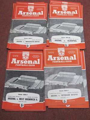 Lot 481 - Arsenal 1958-9 Programmes, thirteen league...