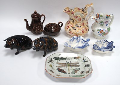 Lot 1217 - Two XIX Century Blue and White Pottery Pickle...