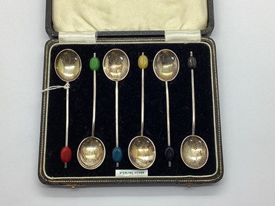 Lot 3 - A Cased Set of Six Hallmarked Silver Coffee...
