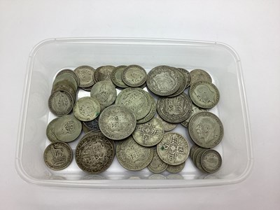 Lot 100 - GB Pre 1947 Silver Coins, Half Crowns, Florins,...