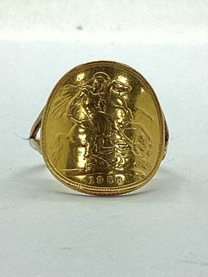 Lot 62 - Elizabeth II Sovereign, (1958) converted to a...