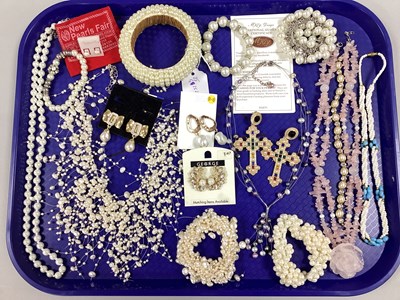 Lot 235 - Imitation Pearl Costume Jewellery, modern rose...