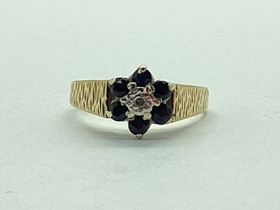 Lot 61 - A 9ct Gold Diamond and Stone Set Cluster Ring,...
