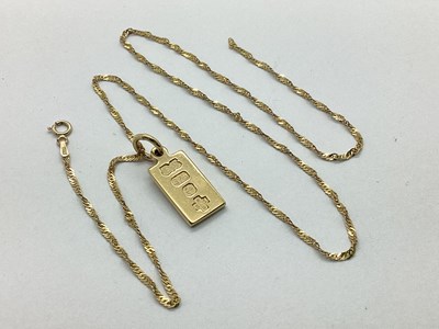 Lot 78 - A 9ct Gold Modern Ingot Pendant, baring...