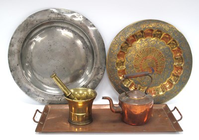 Lot 1351 - Heavy Brass Mortar & Pestle, Beneres peacock...