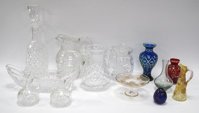 Lot 1222 - Cut Glassware, blue/green overlaid vase, small...
