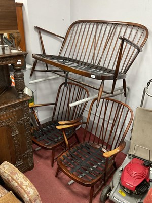 Lot 1521 - Ercol - Three Piece Lounge Suite with rail...