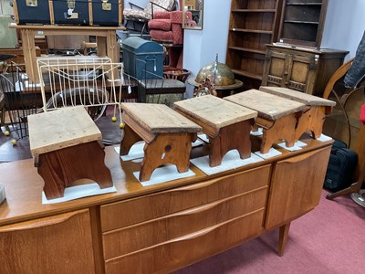 Lot 1573 - XIX Century Pine Stools with Sloping Tops,...
