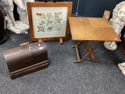 Lot 1525 - Singer Sewing Machine, Meredew oak folding...