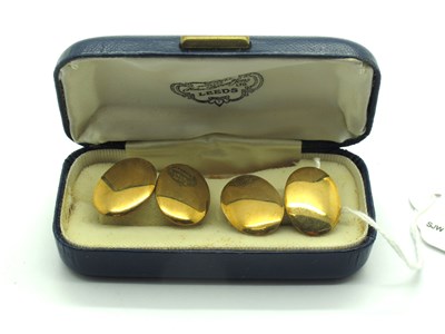 Lot 179 - A Pair of 9ct Gold Oval Cufflinks, the plain...