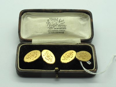 Lot 177 - A Pair of 18ct Gold Cufflinks, the monogrammed...