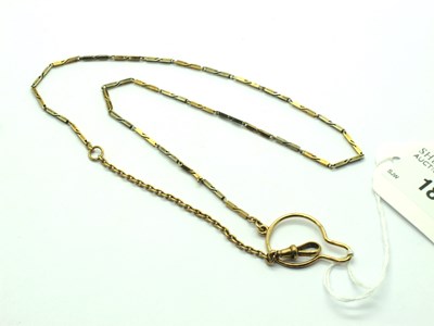 Lot 184 - A Two Tone Fancy Link Watch Chain, stamped...