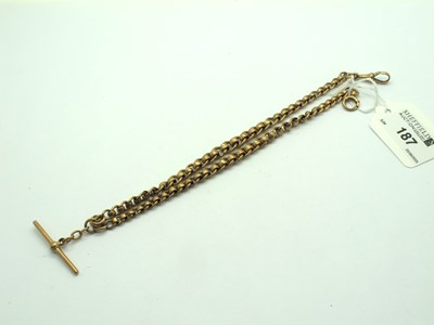 Lot 187 - A 9ct Rose Gold Fancy Link Double Albert Chain,...