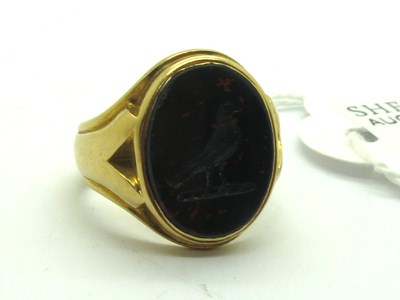 Lot 212 - An 18ct Gold Bloodstone Inset Signet Ring, the...