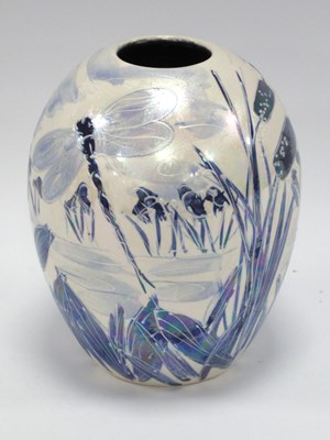 Lot 1229 - Anita Harris Blue and White Lustre Dragonfly...