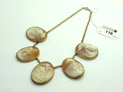 Lot 116 - A Vintage Five Cameo Necklace, each oval shell...