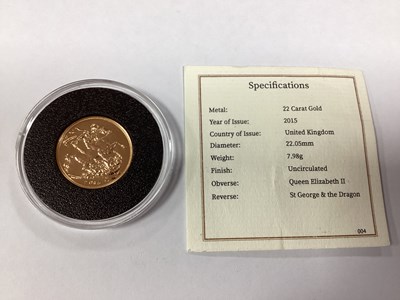 Lot 691 - 2015 QEII Uncirculated Gold Sovereign,...