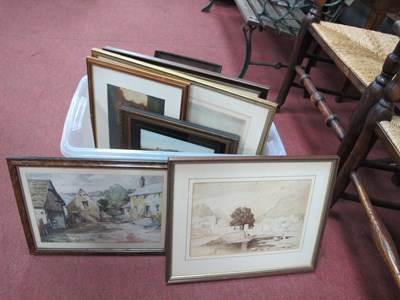 Lot 1494 - XIX Century Sepia Watercolour, Riverside Scene,...