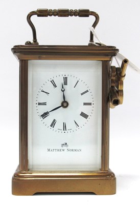 Lot 1428 - Matthew Norman Brass Cased Carriage Clock,...