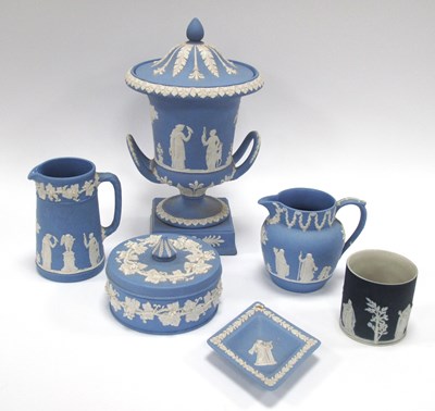 Lot 1202 - Pale Blue Wedgwood Jasperware Campana Twin...