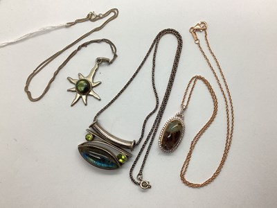 Lot 156 - A "925" Rose Gold Coloured Stone Set Pendant,...