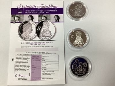 Lot 617 - Three 20076 QEII Silver Proof Crowns, all...