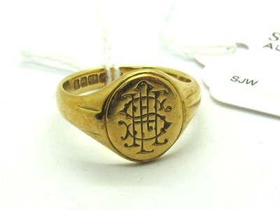 Lot 210 - An 18ct Gold Signet Ring, monogrammed oval...