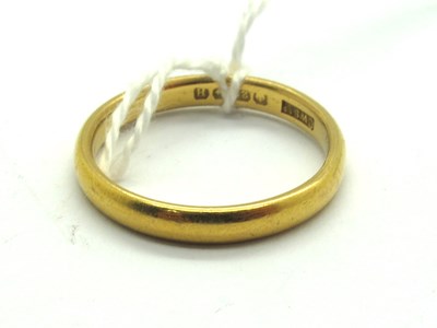 Lot 202 - A 22ct Gold Plain Wedding Band, Birmingham...