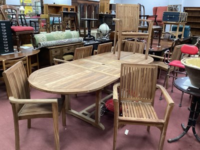 Lot 1549 - Hardwood Oval Ended Garden / Patio Table with...