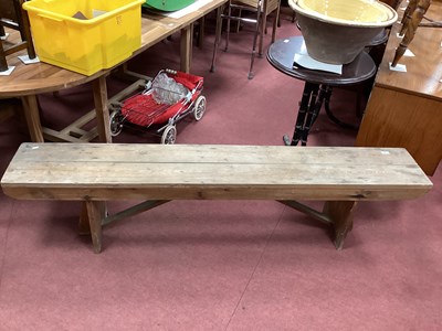Lot 1528 - XIX Century Pine Bench with 'V' Stretcher to...
