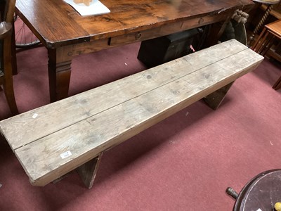 Lot 1553 - XIX Century Pine Bench with 'V' Stretcher to...