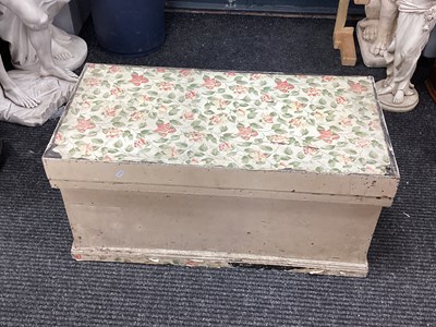 Lot 1530 - Painted Pine Blanket Box with brass piano...