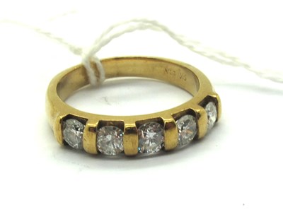 Lot 201 - A Modern 9ct Gold Five Stone Diamond Half...