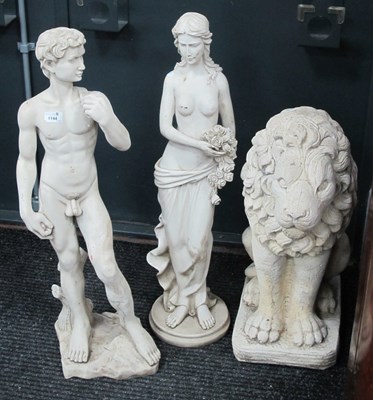 Lot 1144 - Composite Stone Female and Male 78cm tall...
