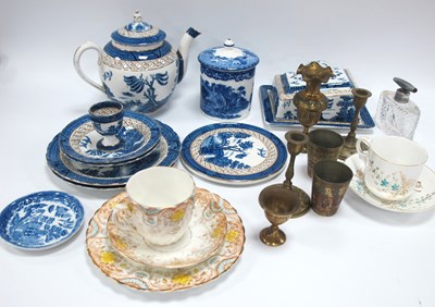 Lot 1172 - Booth's Willow Pattern Teapot, butter dish,...