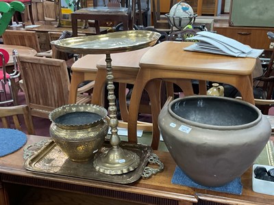 Lot 1571 - Brass Jardiniere, 26cm high, Smaller Beneres...