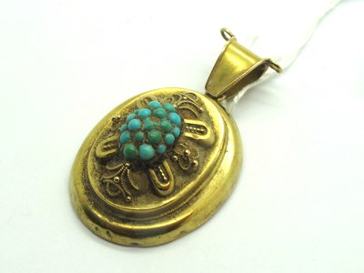 Lot 103 - An Antique Turquoise Inset Locket Back Pendant,...