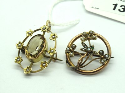 Lot 130 - An Edwardian Citrine and Seed Pearl Pendant /...