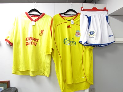 Lot 339 - Liverpool Yellow Away Shirts, Adidas bearing...